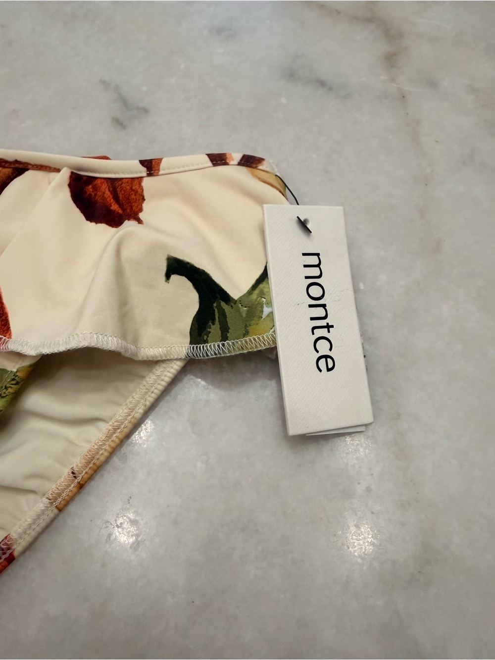NWT Montce Tamarindo Rural Floral Ruffle Bikini Bottoms - Cream - Picture 4 of 6